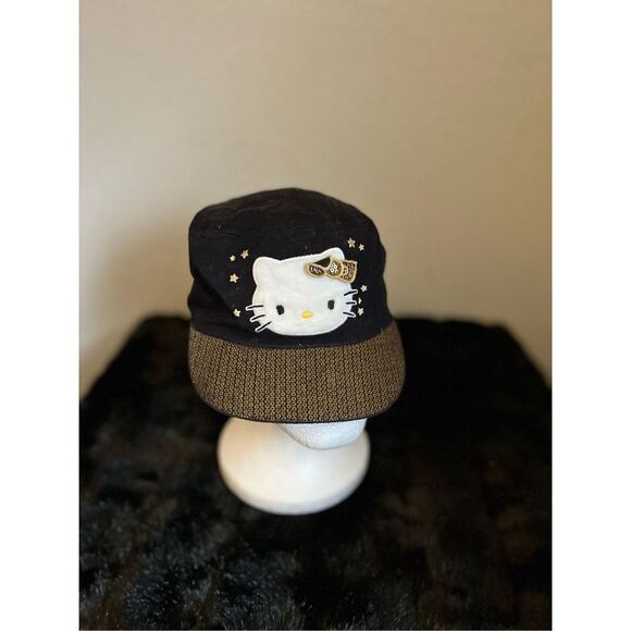 Teen Girl's Black & Gold Hello Kitty 3D Cadet Cap Hat Kids One Size by Sanrio - Picture 1 of 4